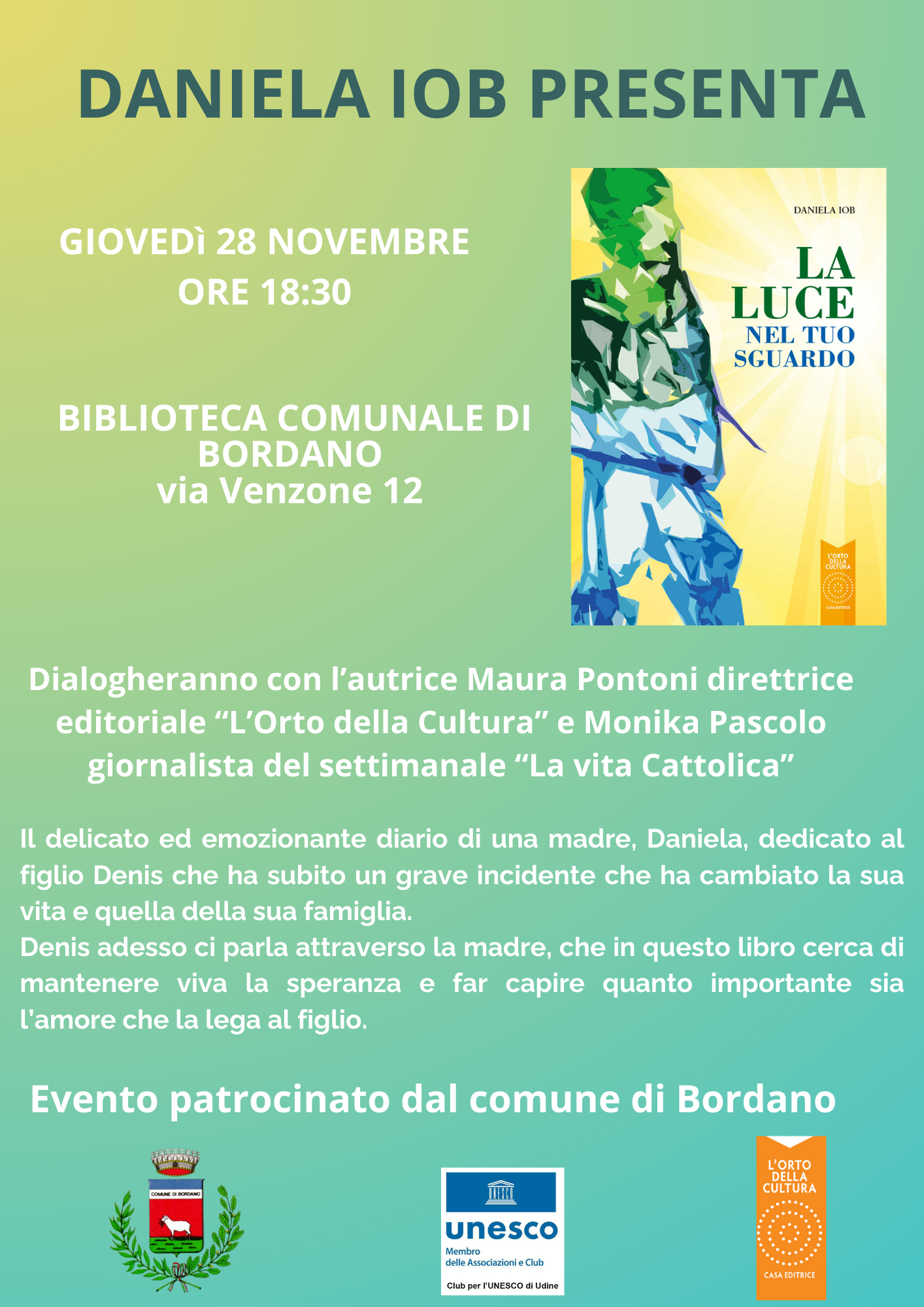 Presentazione del libro "La luce nel tuo sguardo" di Daniela Iob